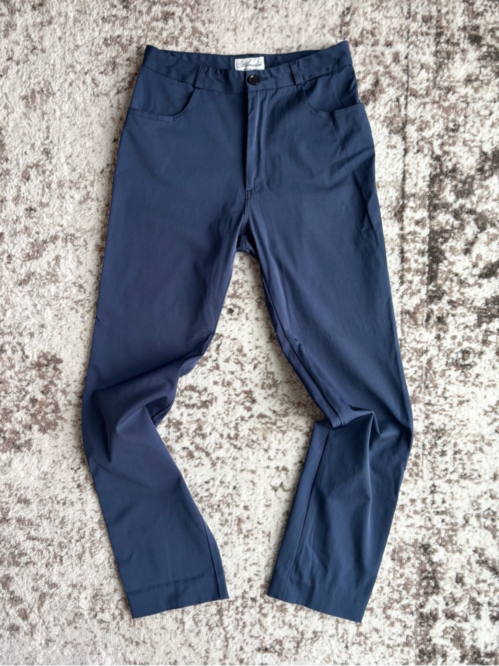 Blumarine Navy Blue Silky Tailored Straight Trouser Pants